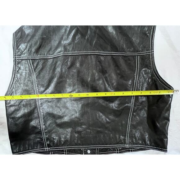 Vintage TANNERY WEST Black Leather Vest - Size L - Rare - - Picture 10 of 13
